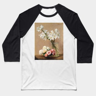 Roses and Lilies (1888) in high resolution by Henri Fantin–Latour Baseball T-Shirt